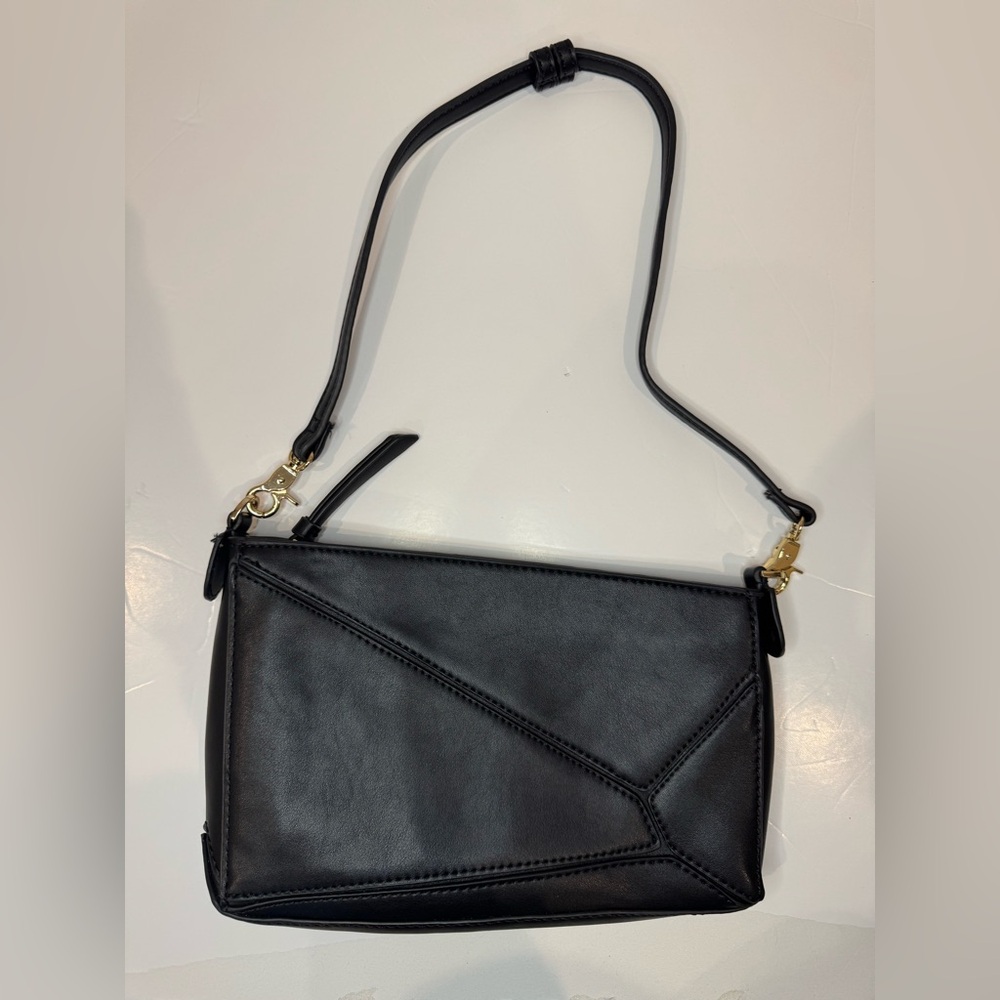 KGB Studio Geometric Asymmetric‎ Black Shoulder Bag Cocktail Minimalist Modern